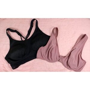 Victoria Sport Old Navy BRA BUNDLE Black Mauve Everyday Comfort 34B Lot of 2 Bra